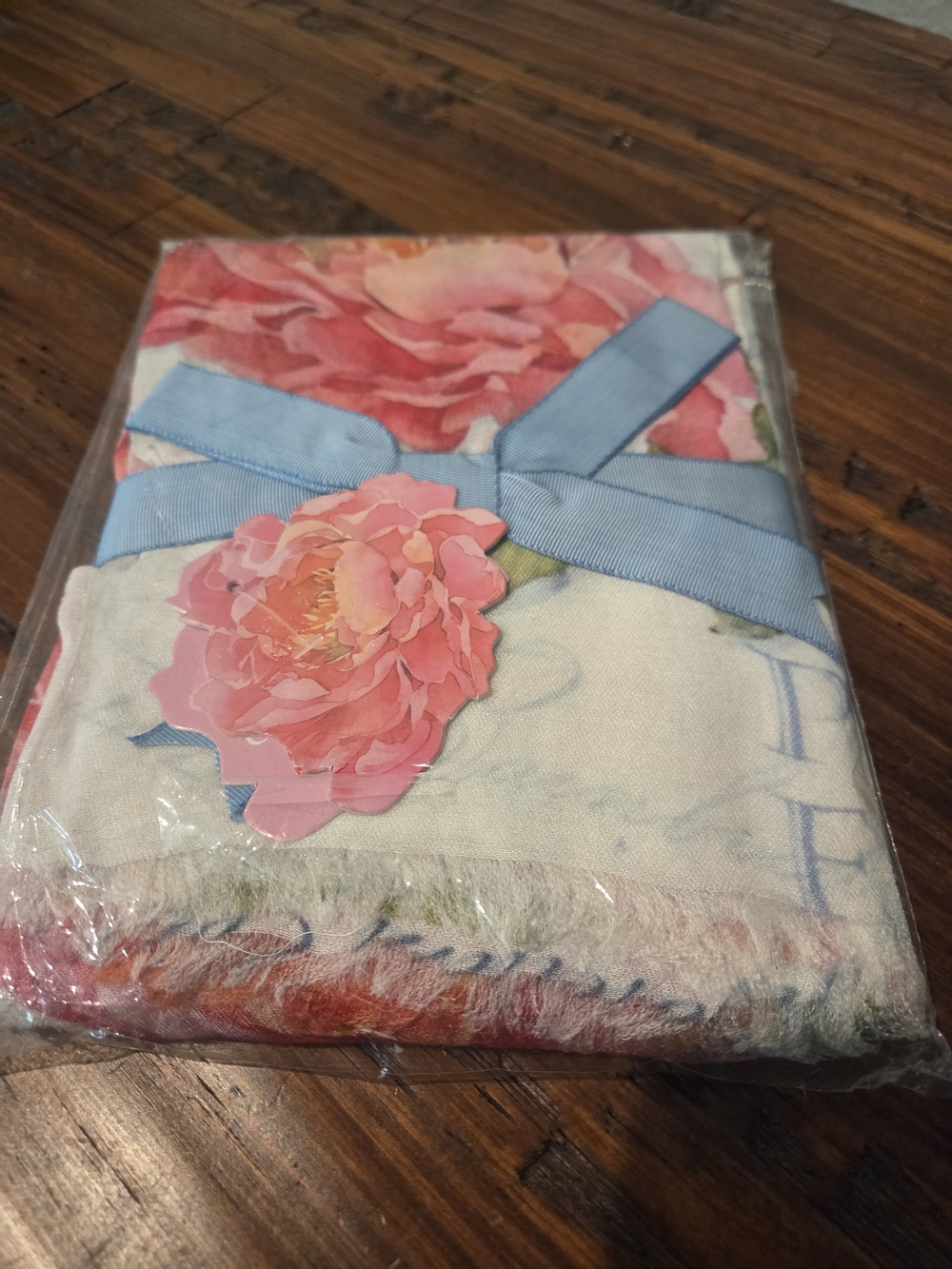 Floral Print Scarf Wrap in Pink and Blue